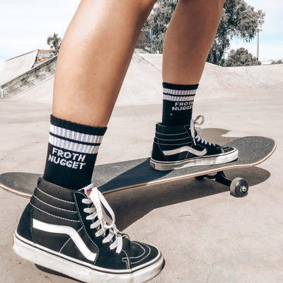 Black Sport Stripe Socks | Best Stripe Socks | Froth Nugget