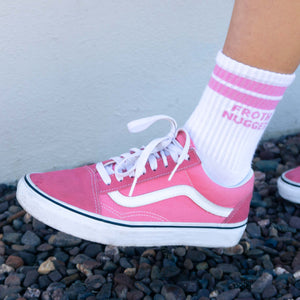 Pink Stripe Crew Socks | Stripe Crew Socks | Froth Nugget