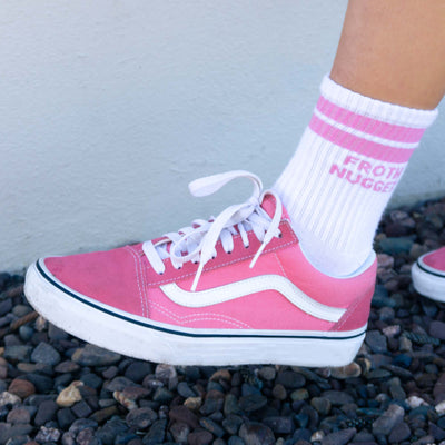 Pink Stripe Crew Socks | Stripe Crew Socks | Froth Nugget